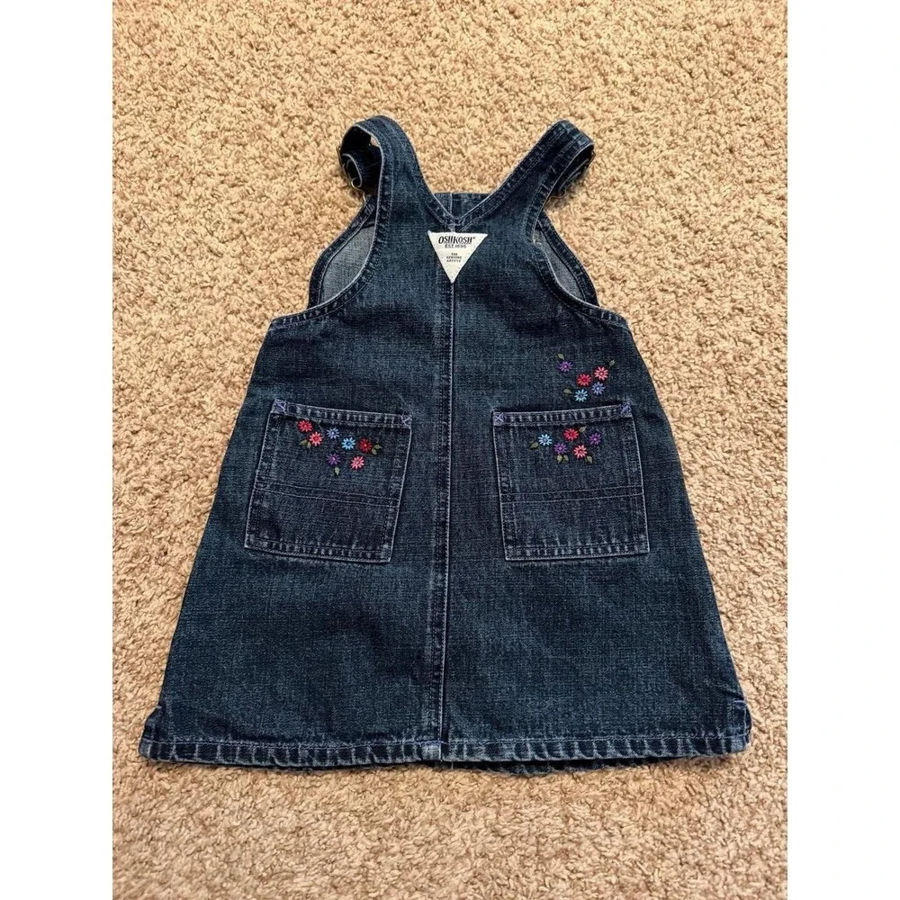 Y2K OshKosh Denim Embroidered Floral overall dress